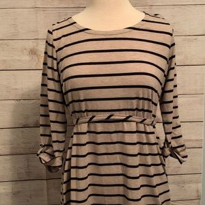 Motherhood maternity tan black strp tunic XL